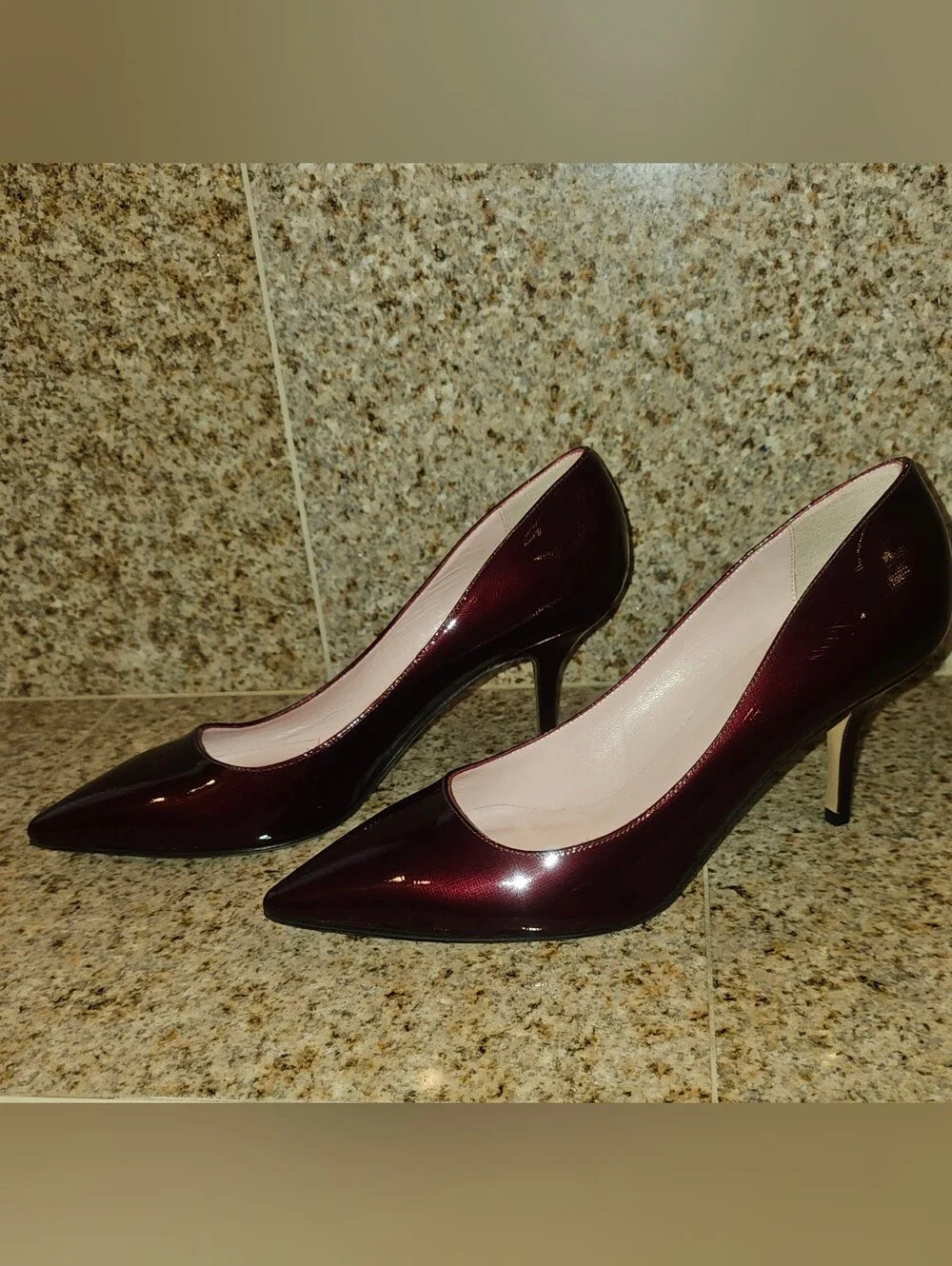 Late Spade Patent Leather Pumps in Deep Burgundy Sz 9